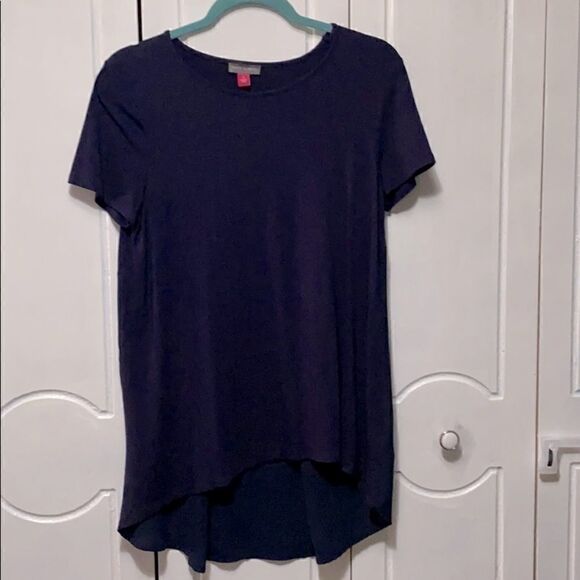 Vince Camuto Navy Blue Cap Sleeve Tunic Blouse S - Picture 1 of 9
